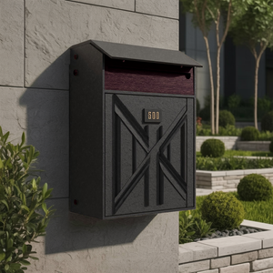 Farmhouse Wooden Sculpture Mailbox For Outdoor Rustic Furniture Style