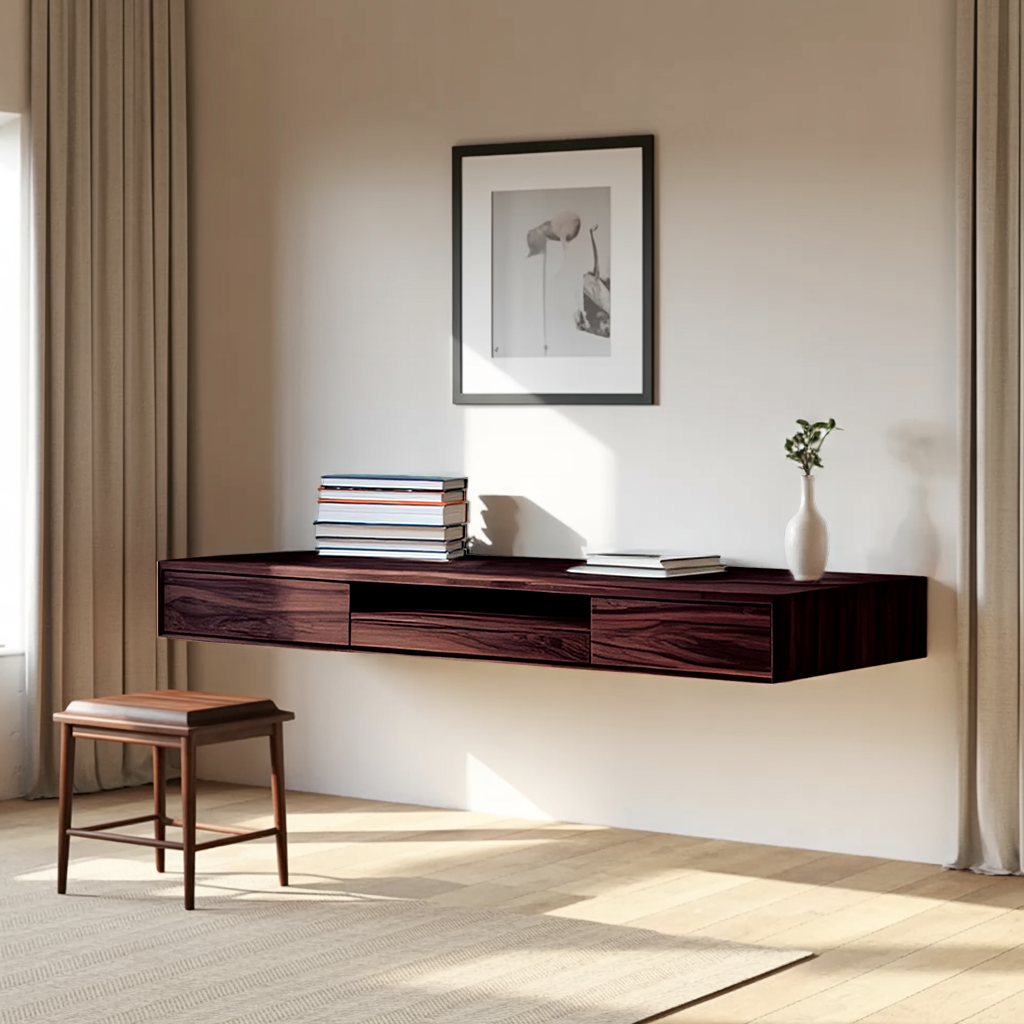 Floating Desk With Hidden Drawers For Home Office