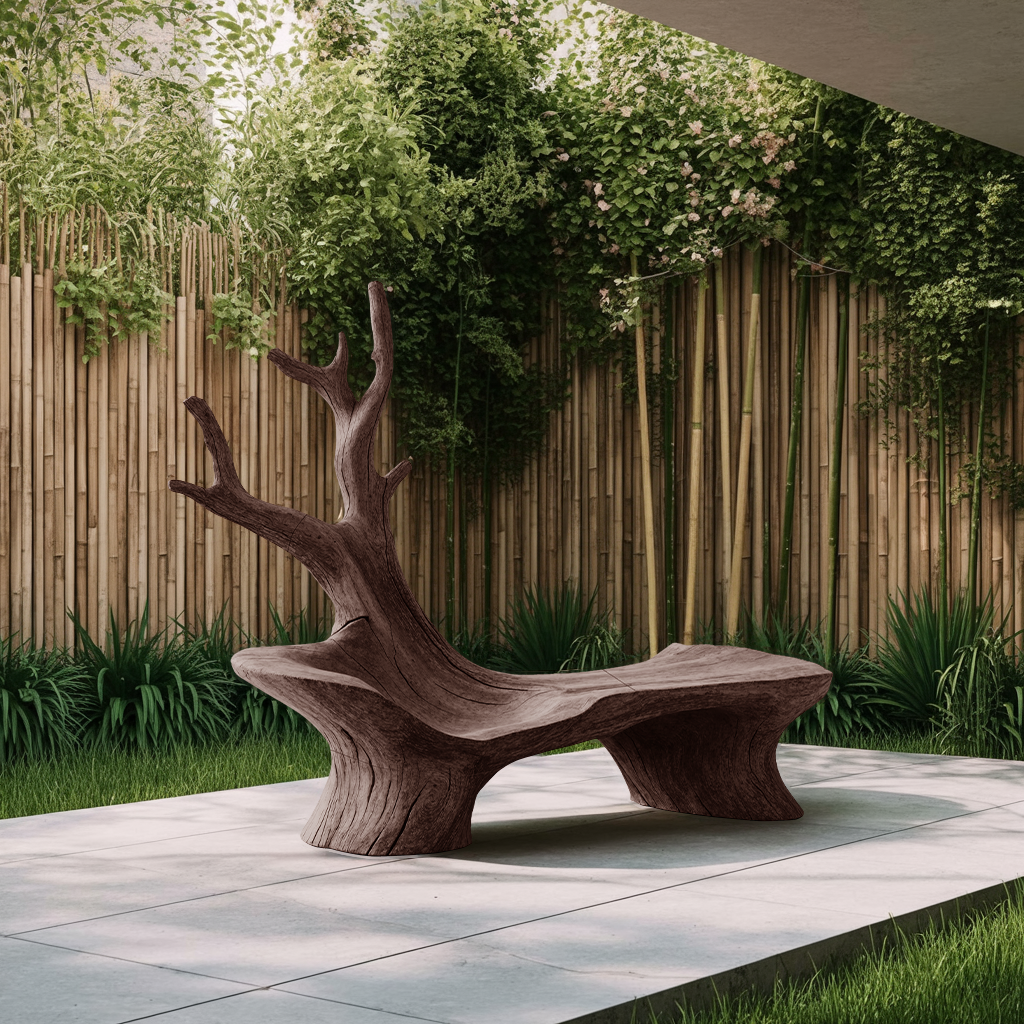 Mid Century Branch Bench Outdoor Seating For Timeless Patio Comfort