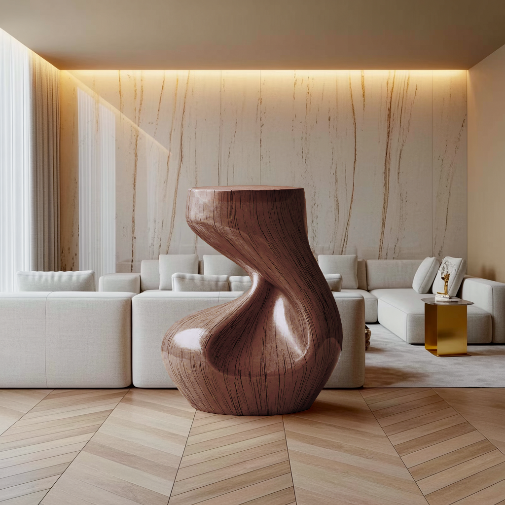 Handcrafted Solid Wood Abstract Sculpture For Entryway