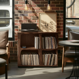 Mid Century Live Edge Record Stand Modern Living Room