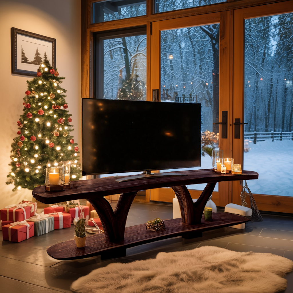 Farmhouse Solid Wood TV Console For Cozy Holiday Decoration