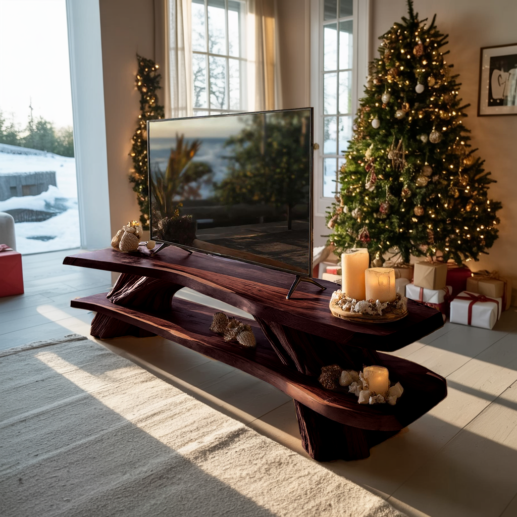 Farmhouse Solid Wood TV Console For Cozy Christmas Design