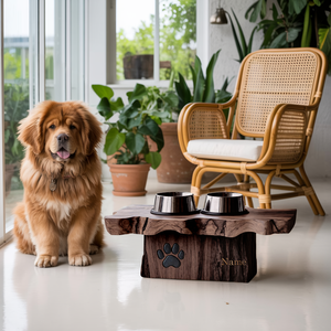 Rustic Wooden Dog Bowl Station For Modern Homes