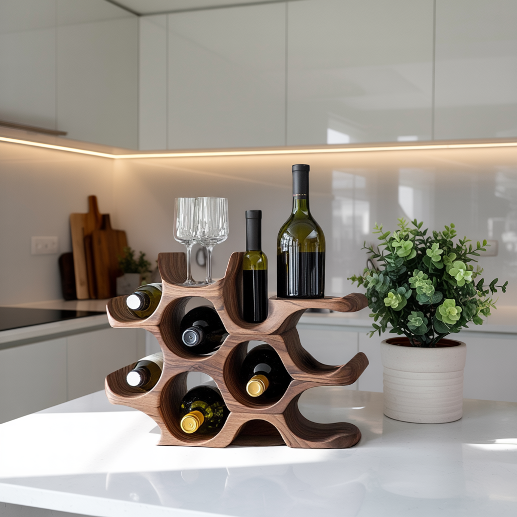 Rustic Wine Holder For Kitchen Shelf Country Look