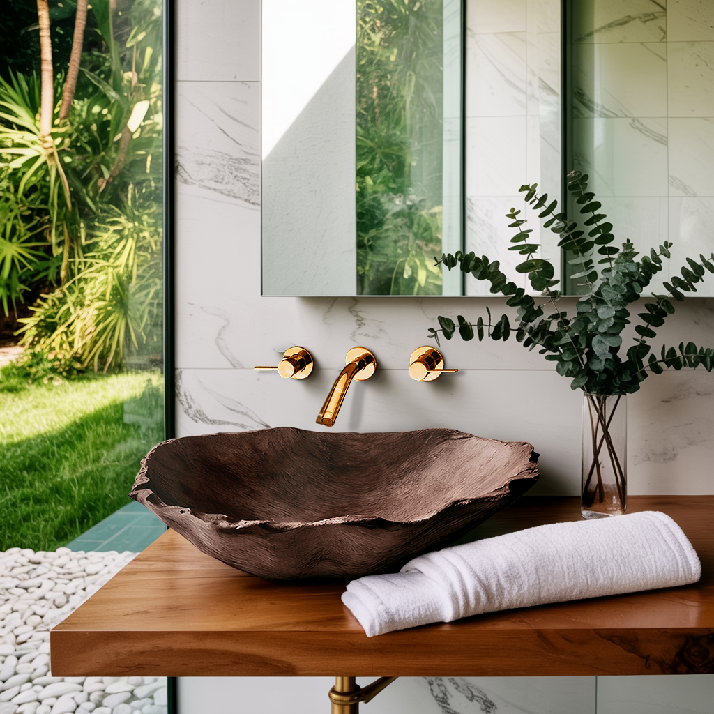 Mid Century Wooden Vessel Sink For Natural Bathroom Decor