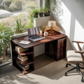 Contemporary Wooden Desk With Shelves And Drawers For Home Office