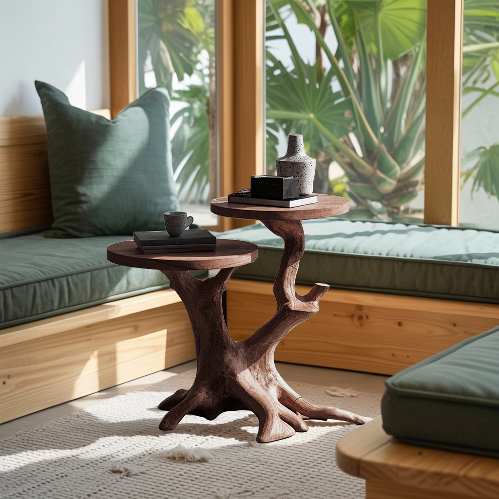 Handcrafted Round End Table Living Room Decor