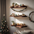 Handcrafted Solid Wood Floating Shelf For Living Room Xmas Decor
