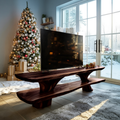 Farmhouse Wooden Live Edge TV Console For Winter Decor Style