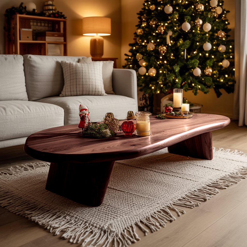 Modern Live Edge Coffee Table For Christmas Entryway Accent