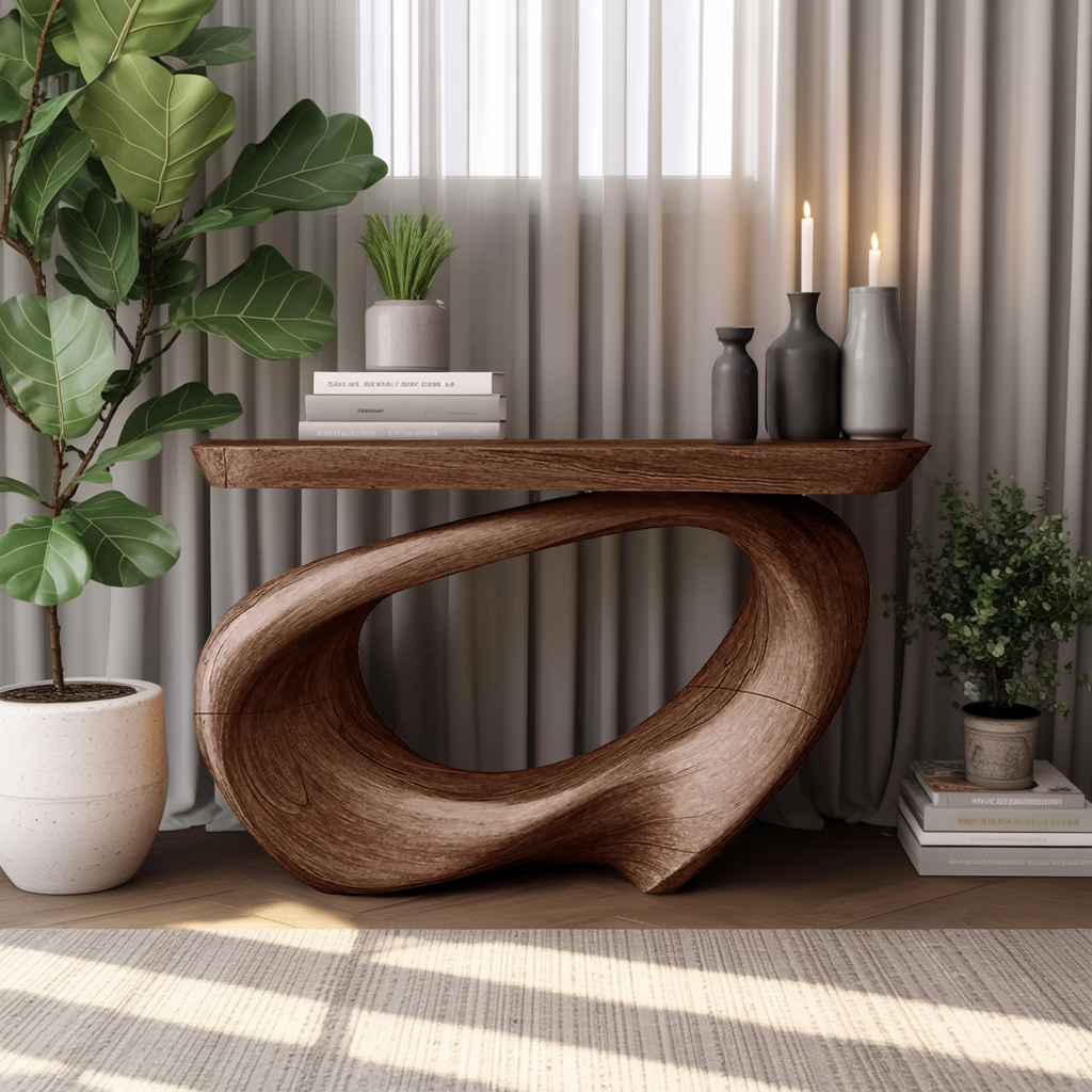 Rustic Live Edge Console Table Entryway Design