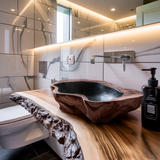 Handcrafted Mid Century Wood Wash Basin For Bathroom