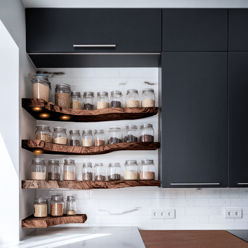 Rustic Handmade Spice Storage Rack For Kitchen Wall