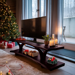 Farmhouse Live Edge Entryway TV Stand For Festive Home Style