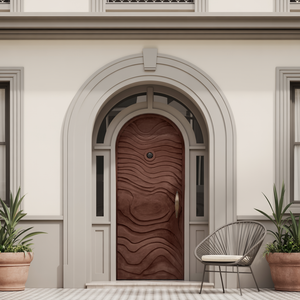 Modern Arched Front Door With Wave Pattern For Villa Or Architecture