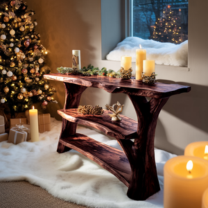 Modern Wooden Live Edge Console Table For Bedroom Decor Christmas Style
