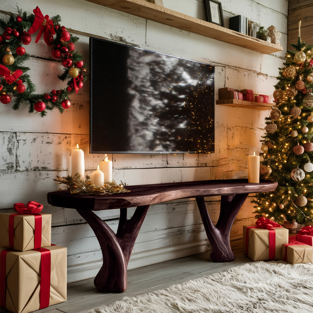 Farmhouse Live Edge Entryway TV Stand For Holiday Home Ideas