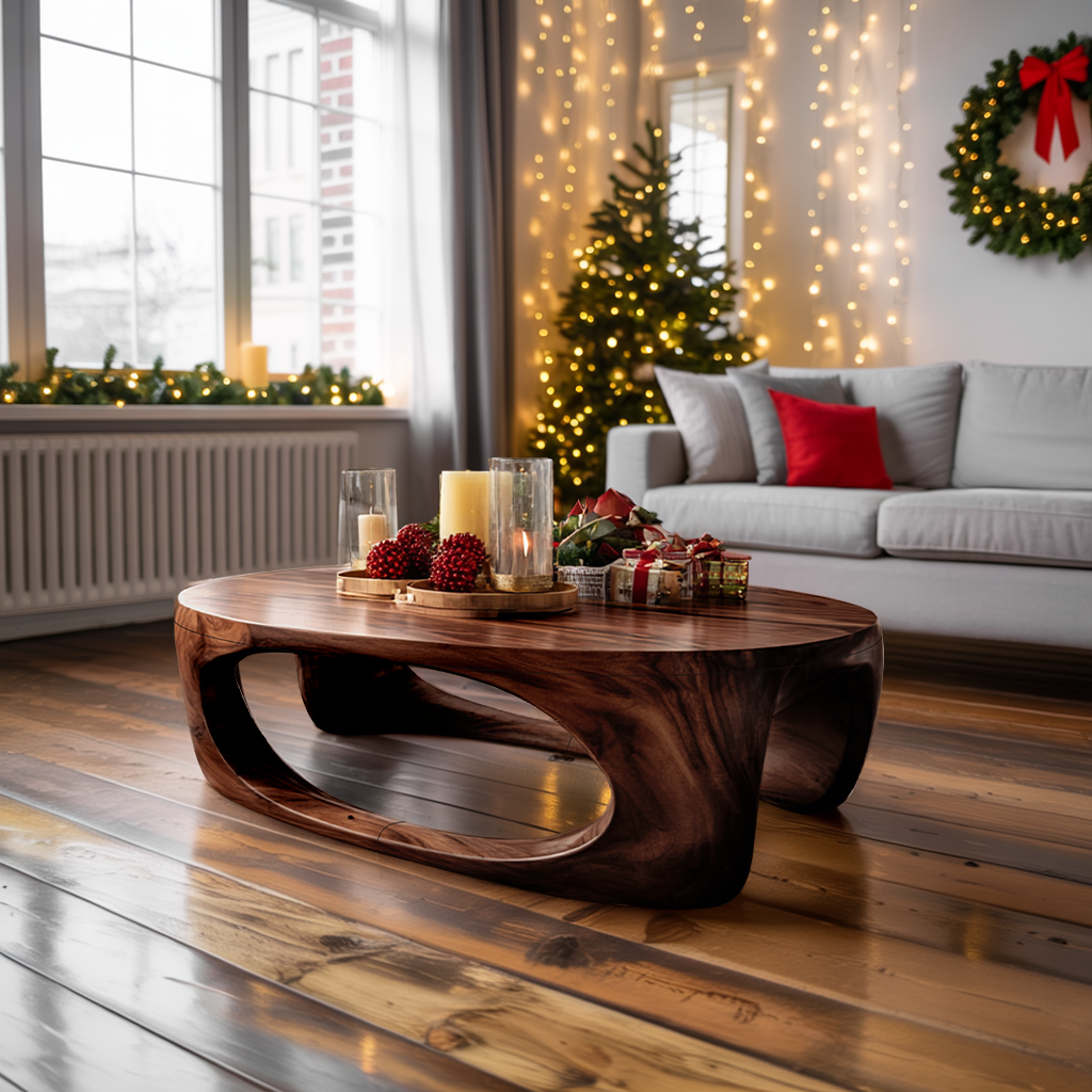 Farmhouse Solid Wood Low Coffee Table For Cozy Holiday Furniture