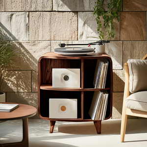 Mid Century Record Stand With Storage For Livingroom