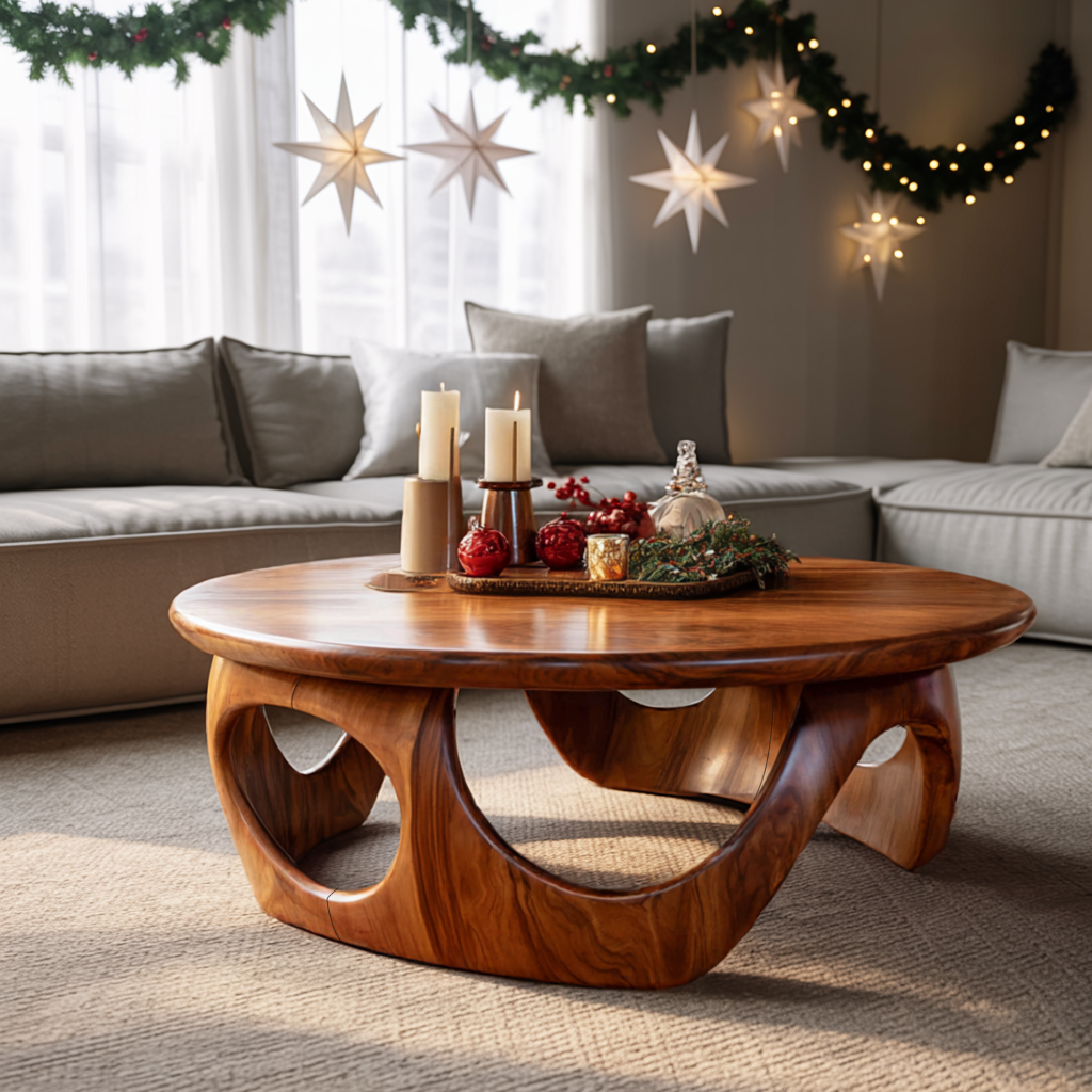 Handcrafted Wooden Coffee Table For Living Room Christmas Style