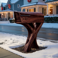 Modern Solid Wood Sculpture Mailbox For Patio Garden Yard Decor