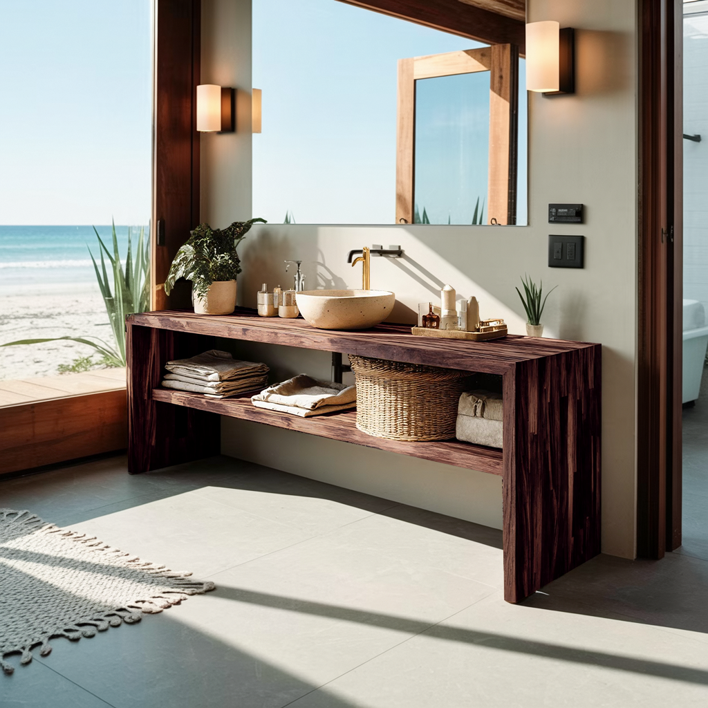 Live Edge Bathroom Storage Cabinet For Furniture Decor