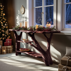 Rustic Modern Solid Wood Console Table For Christmas Living Room Style