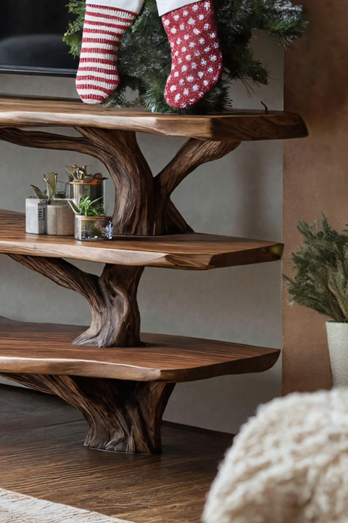 Modern Solid Wood TV Console For Christmas Entryway Living Room