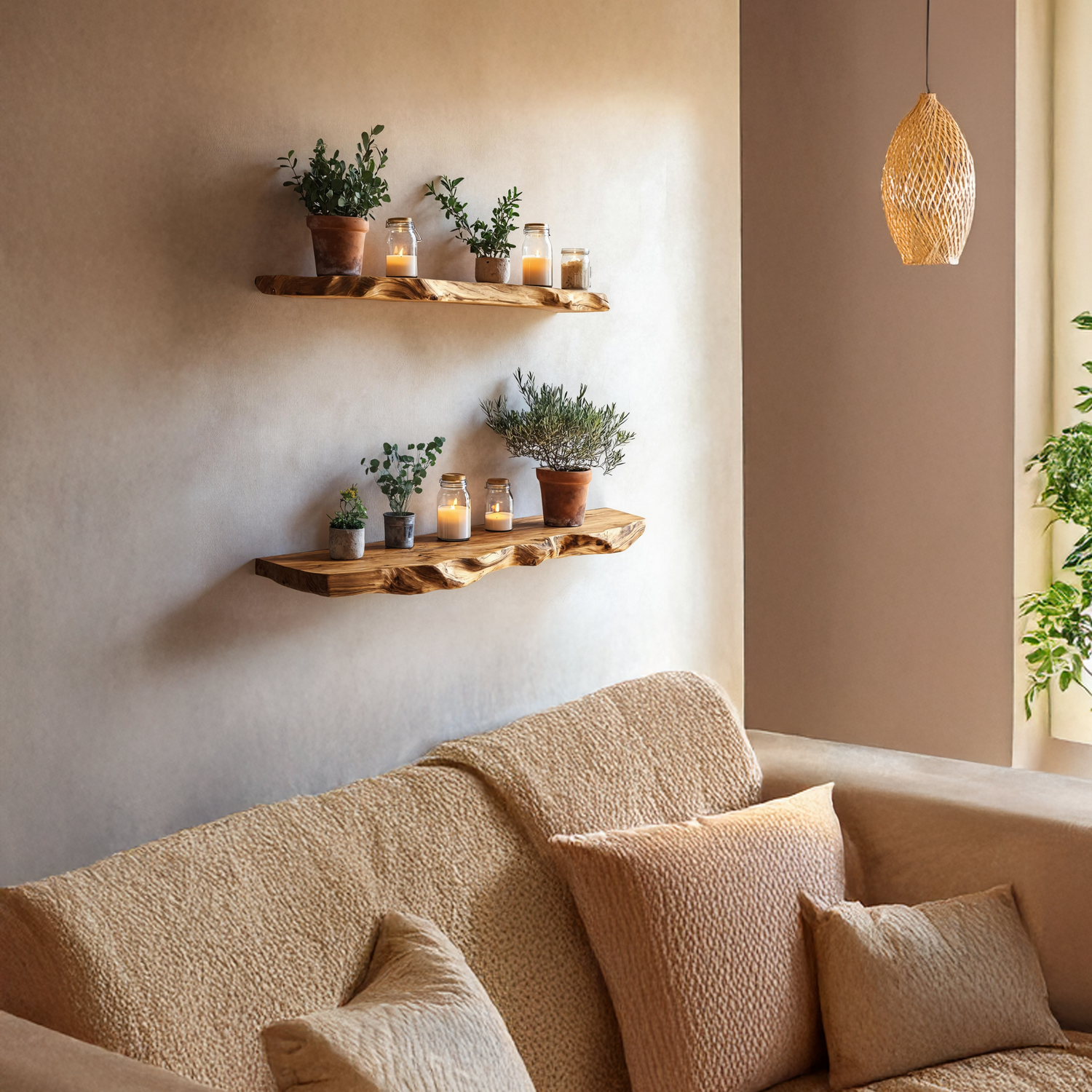 Farmhouse Wooden Floating Shelf For Living Room Holiday Decoration