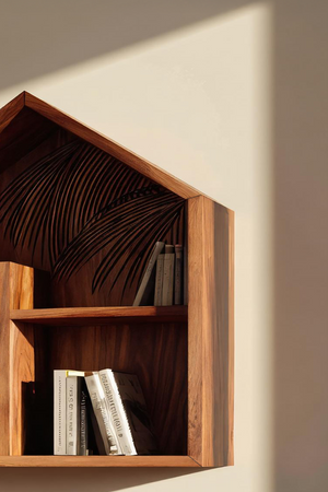 Handcrafted Wooden Wall Shelf For Living Room Decor