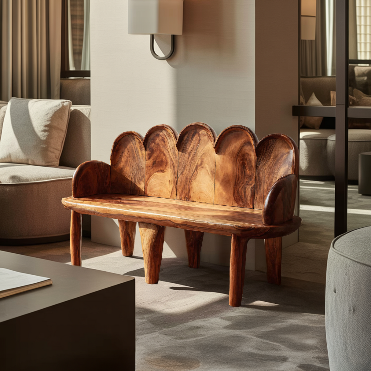 Natural Live Edge Entryway Bench For Home Entry Space