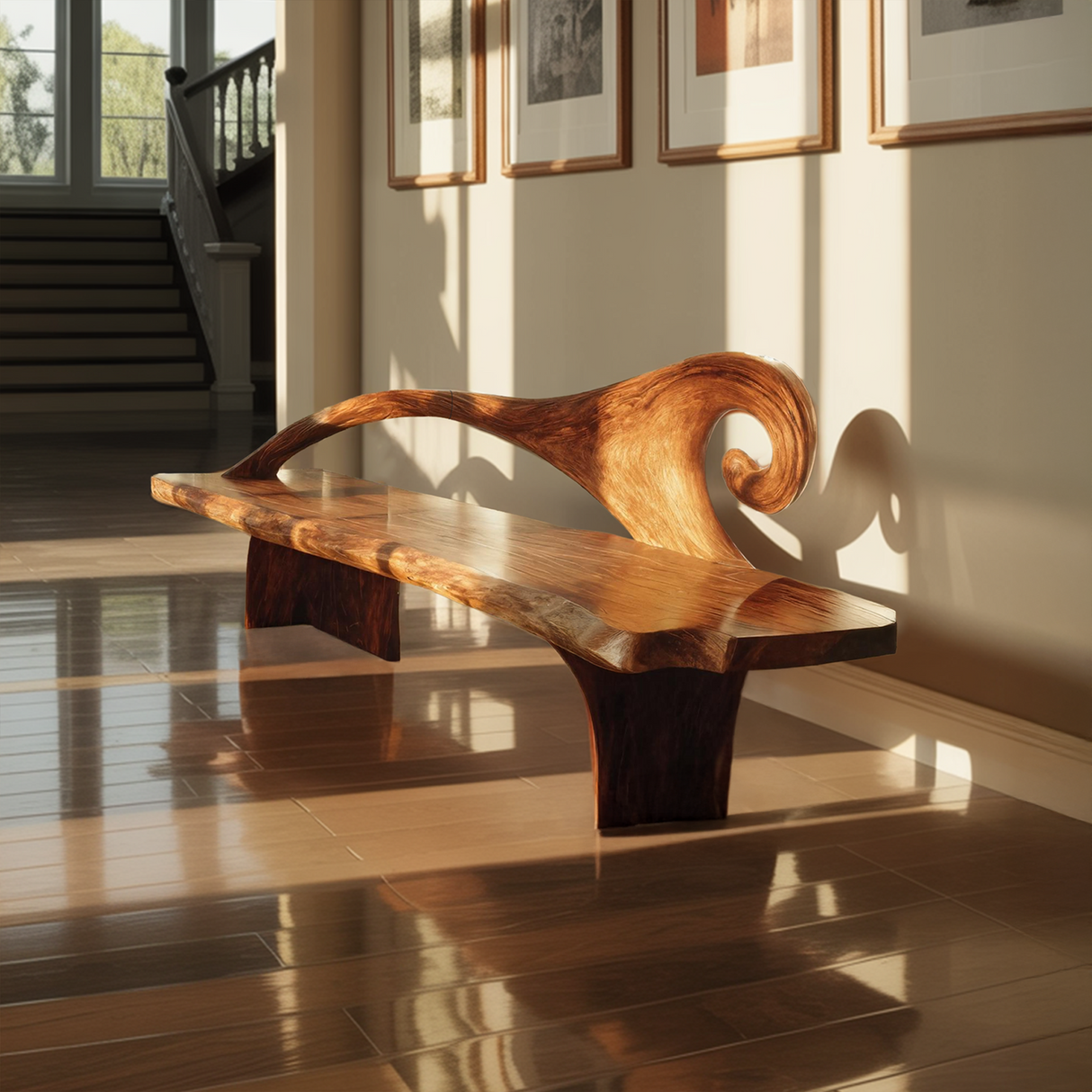 Natural Rustic Wood Entryway Bench For Home Hallway