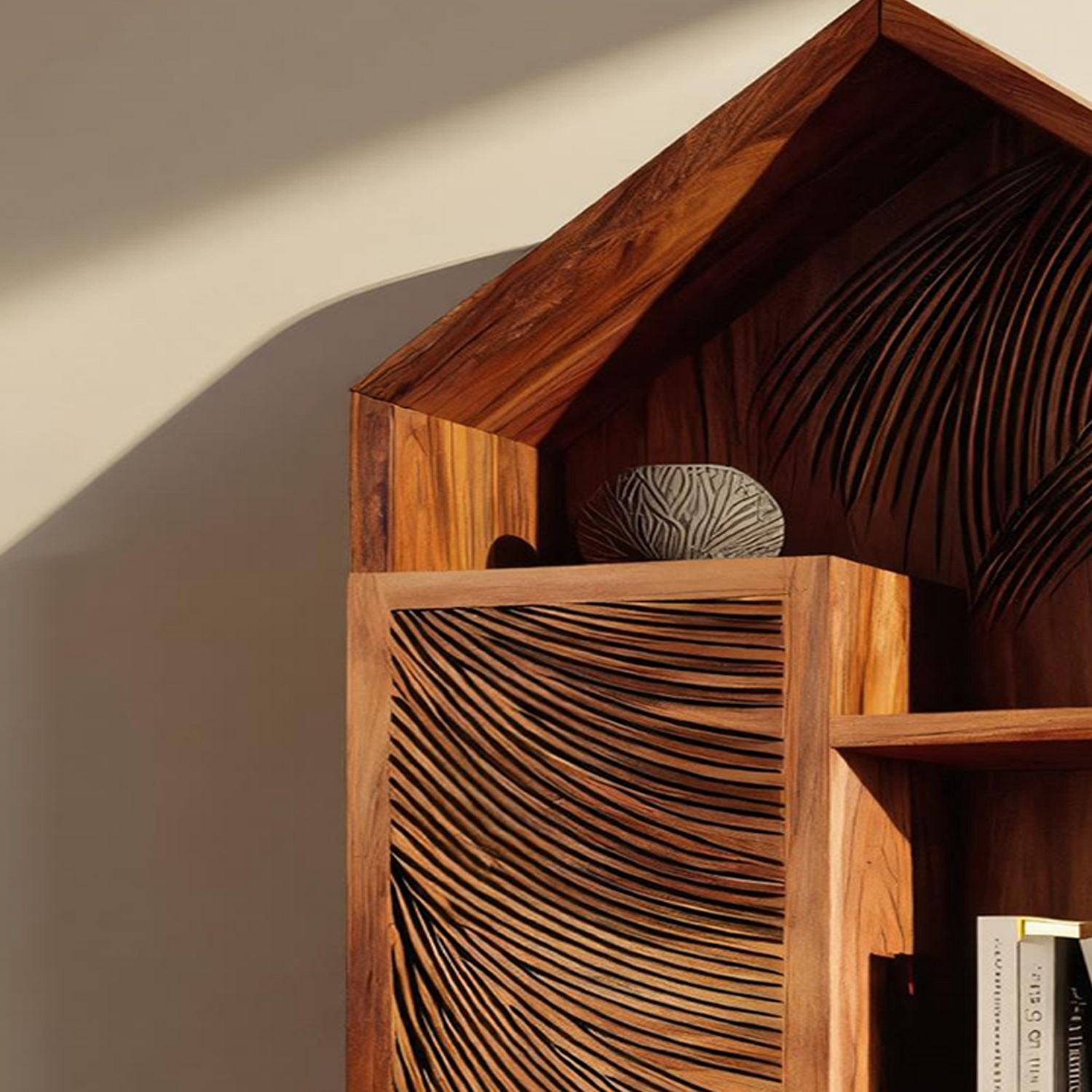 Handcrafted Wooden Wall Shelf For Living Room Decor