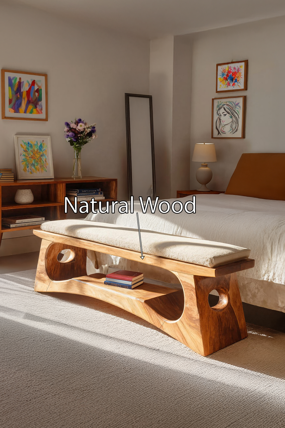 Modern Wooden Bench For Natural Bedroom Decor