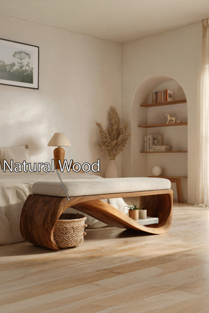 Mid Century Wooden Bench For End-of-Bed Placement