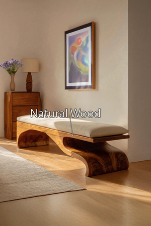 Modern Sculptural Wooden Bench For Bedroom Decor