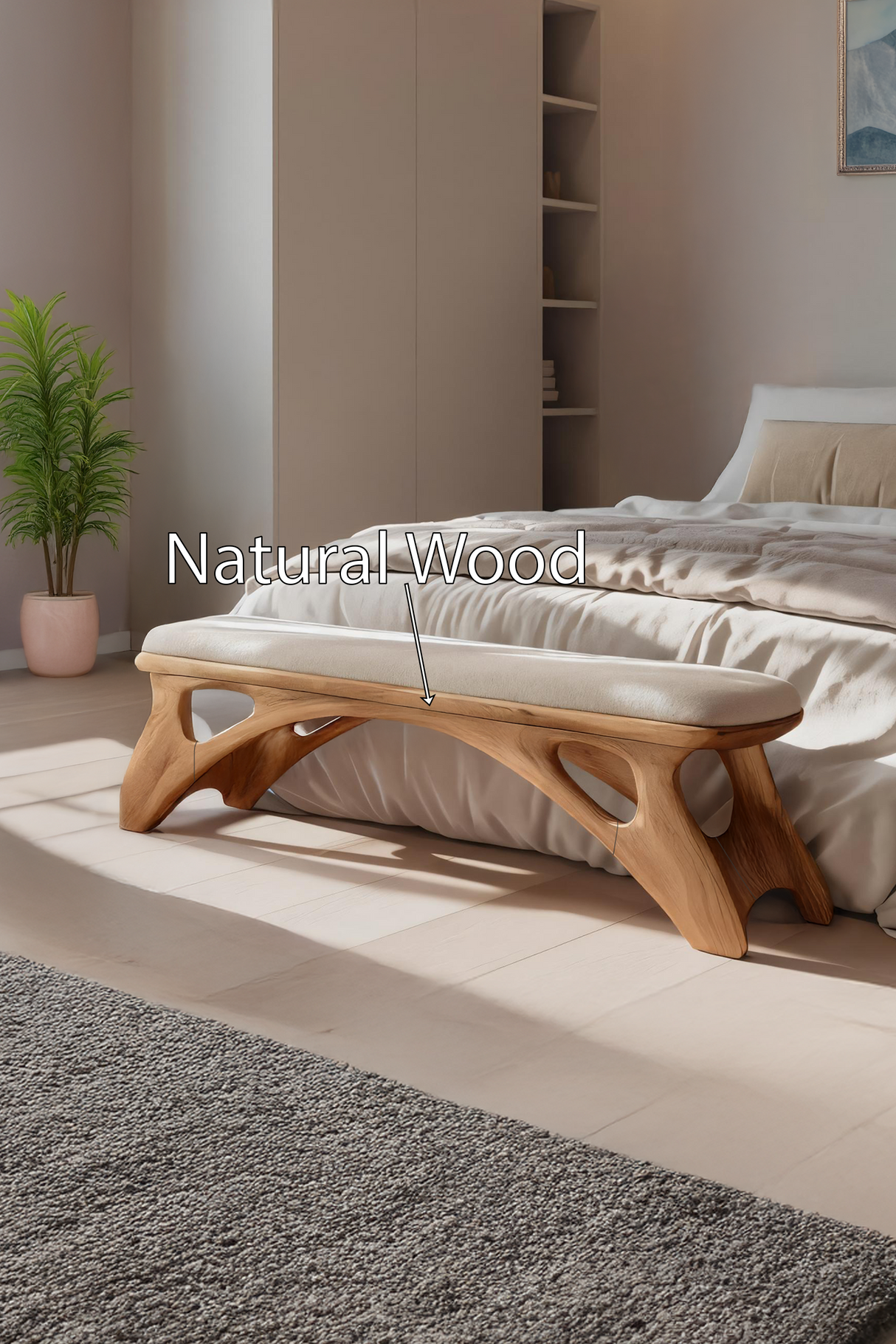 Handcrafted Bedroom Bench For Natural Interior Styling