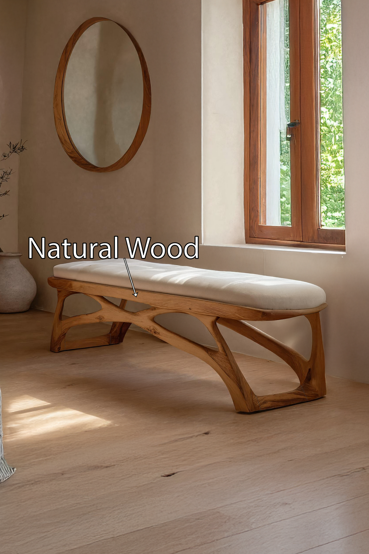 Minimalist Wooden Bench For Bedroom Interior Accent