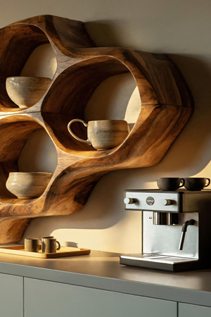 Handcrafted Honeycomb Wall Shelf For Coffee Station Stylin