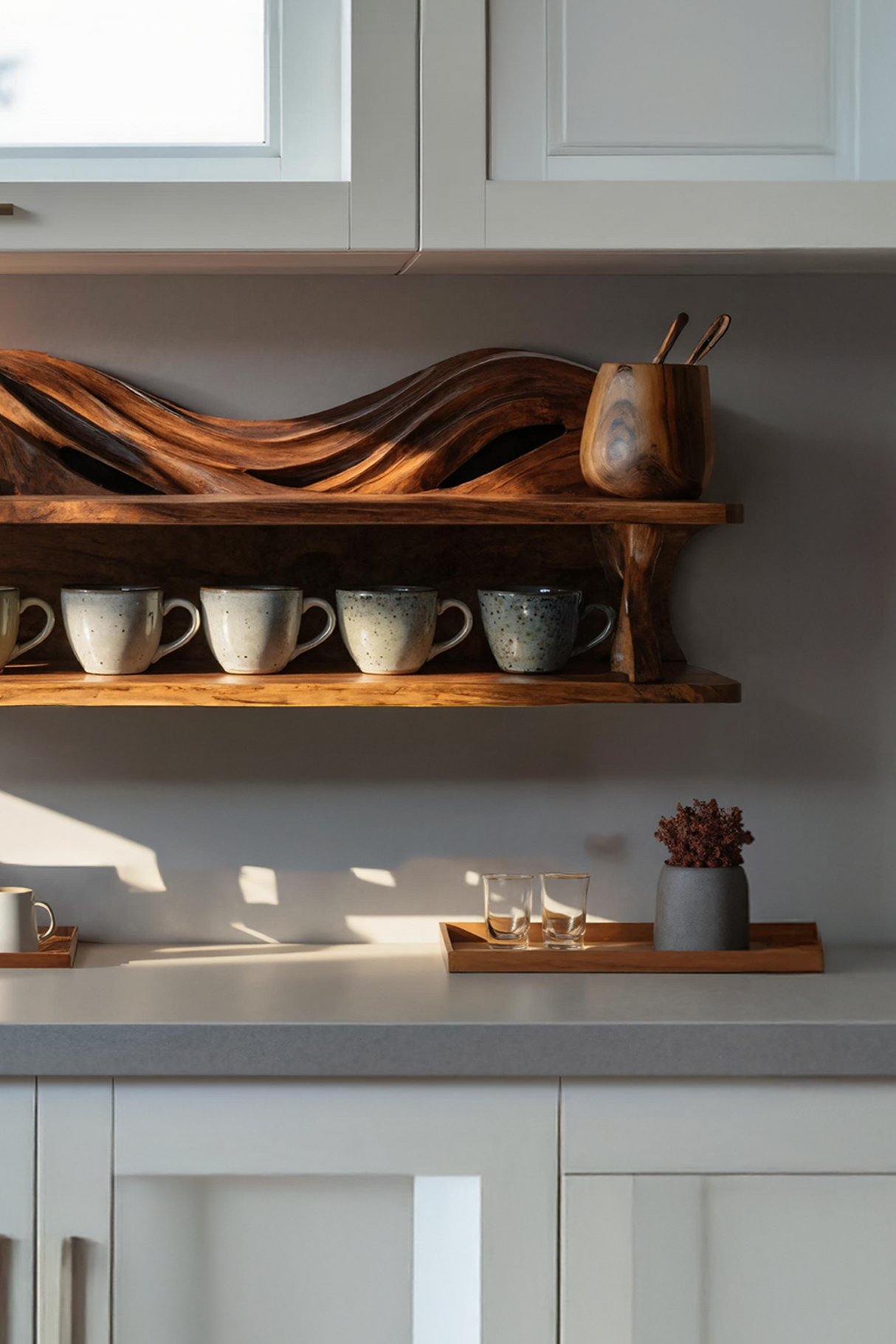Handcrafted Kitchen Wall Shelf For Cozy Cooking Space