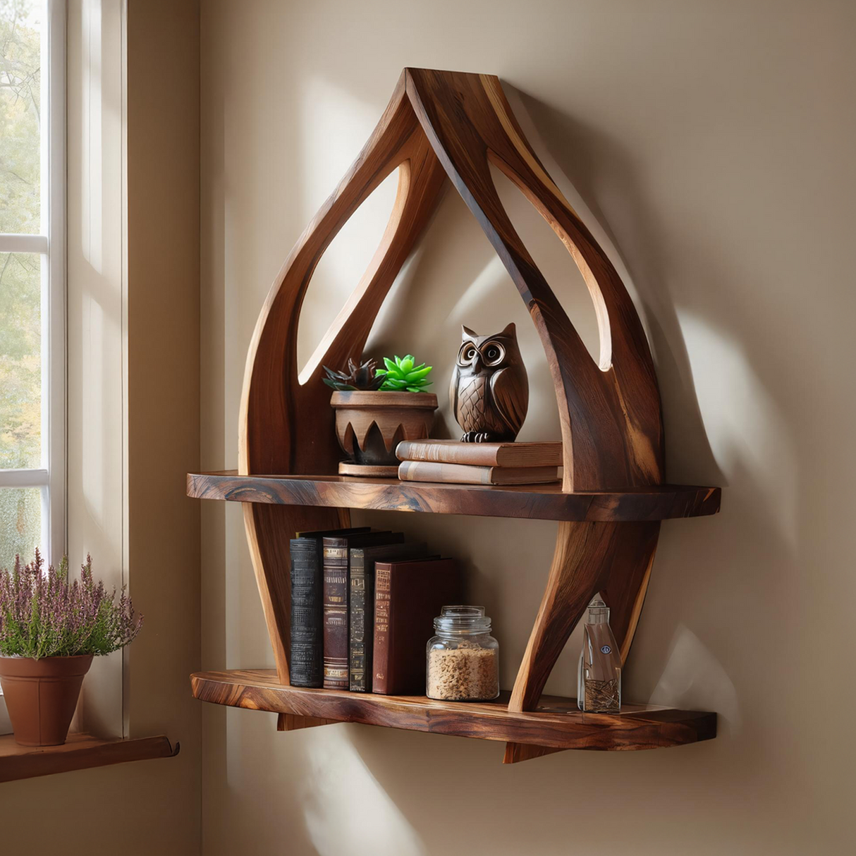 Farmhouse Solid Wood Wall Shelf For Entryway Design