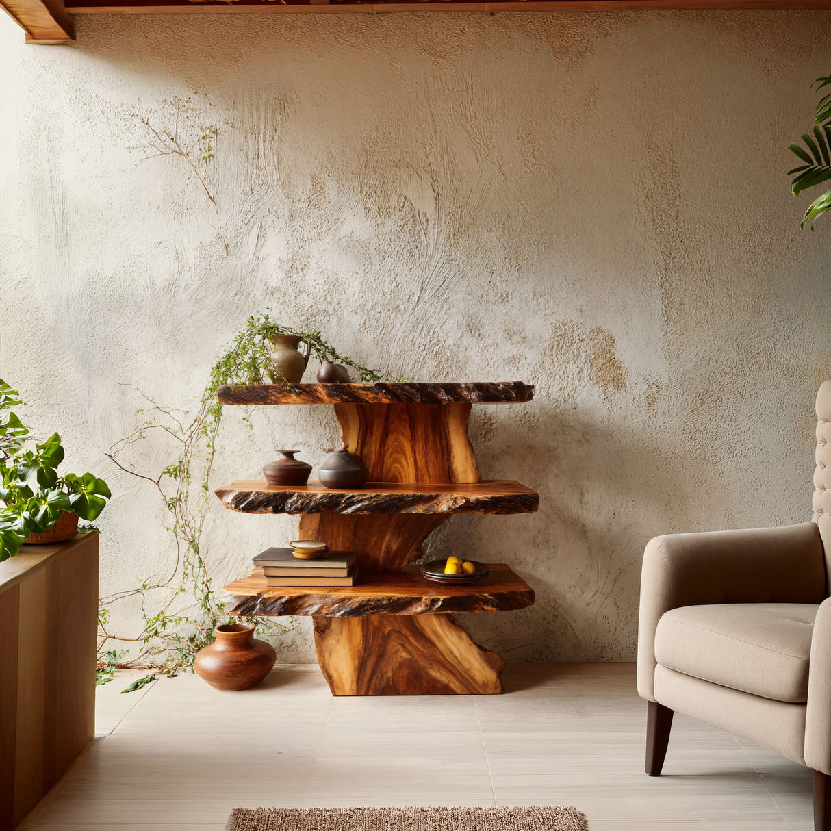 Farmhouse Large Display Shelf For Entryway Storage And Rustic Decor