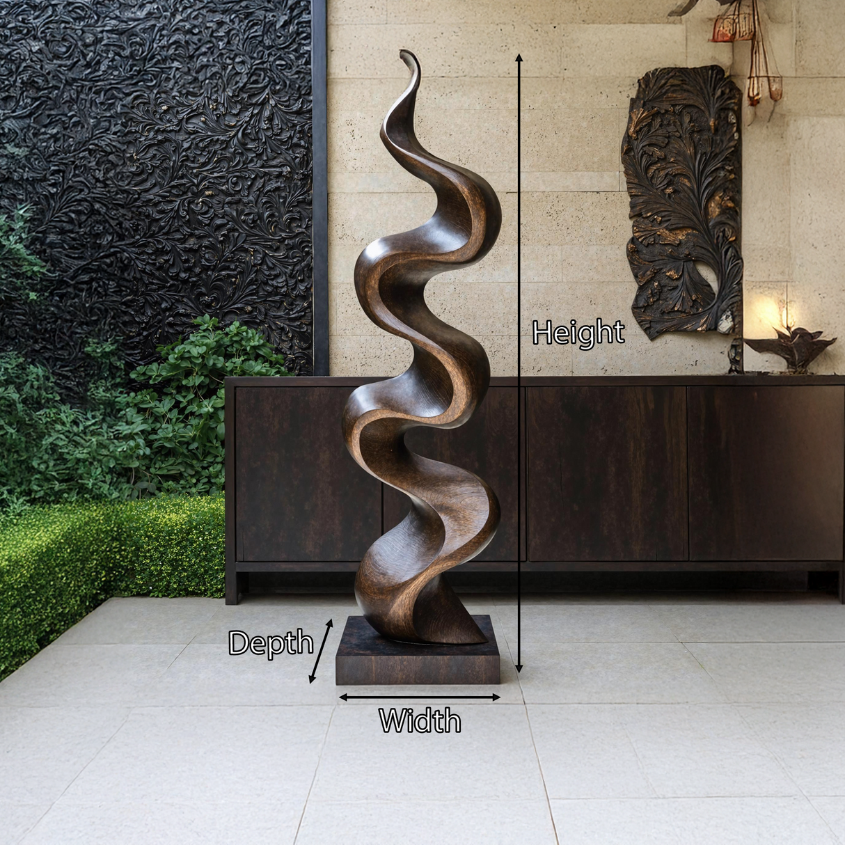 Rustic Large Wooden Sculpture For Garden Statement Piece