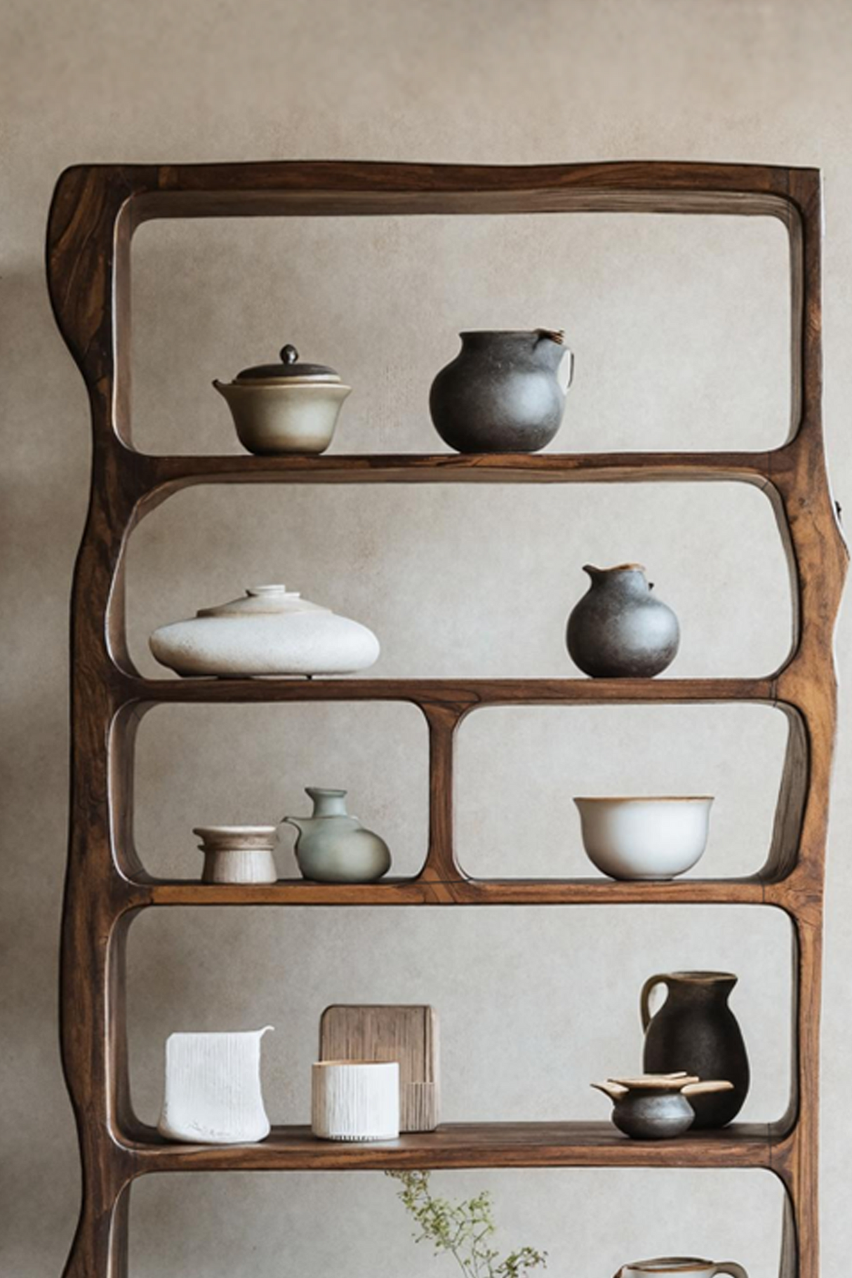 Mid Century Wooden Open Shelf For Living Room Furniture Decor