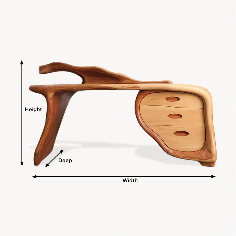 Modern Sculptural Desk With Drawers For Home Office And Studio Workspace