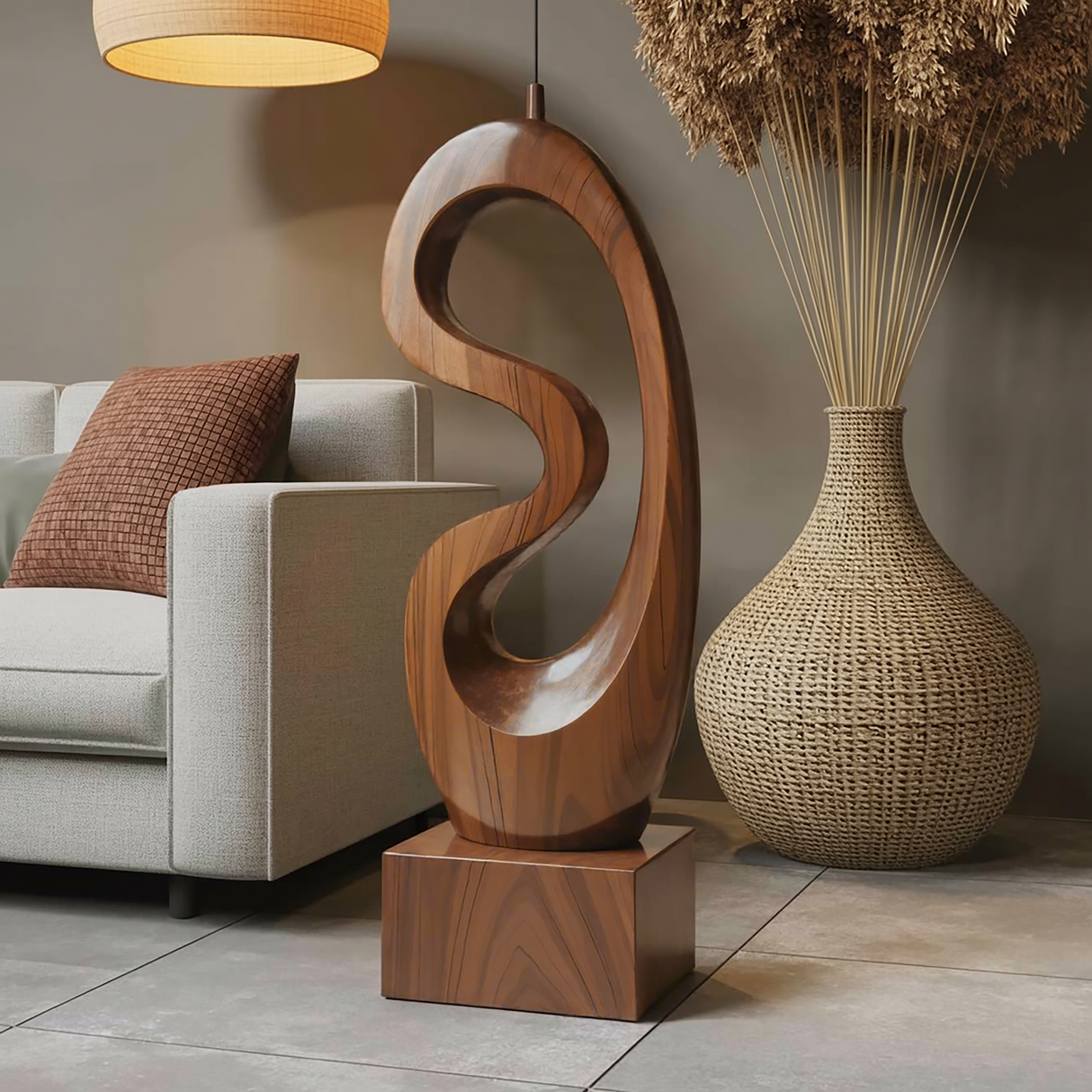 Rustic Solid Wood Abstract Statue For Interior Design