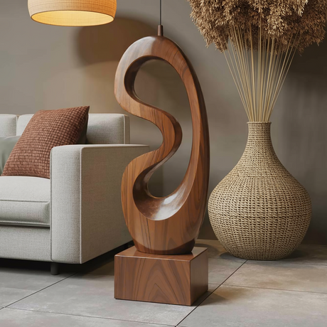 Rustic Solid Wood Abstract Statue For Interior Design