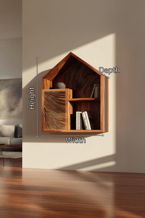 Handcrafted Wooden Wall Shelf For Living Room Decor