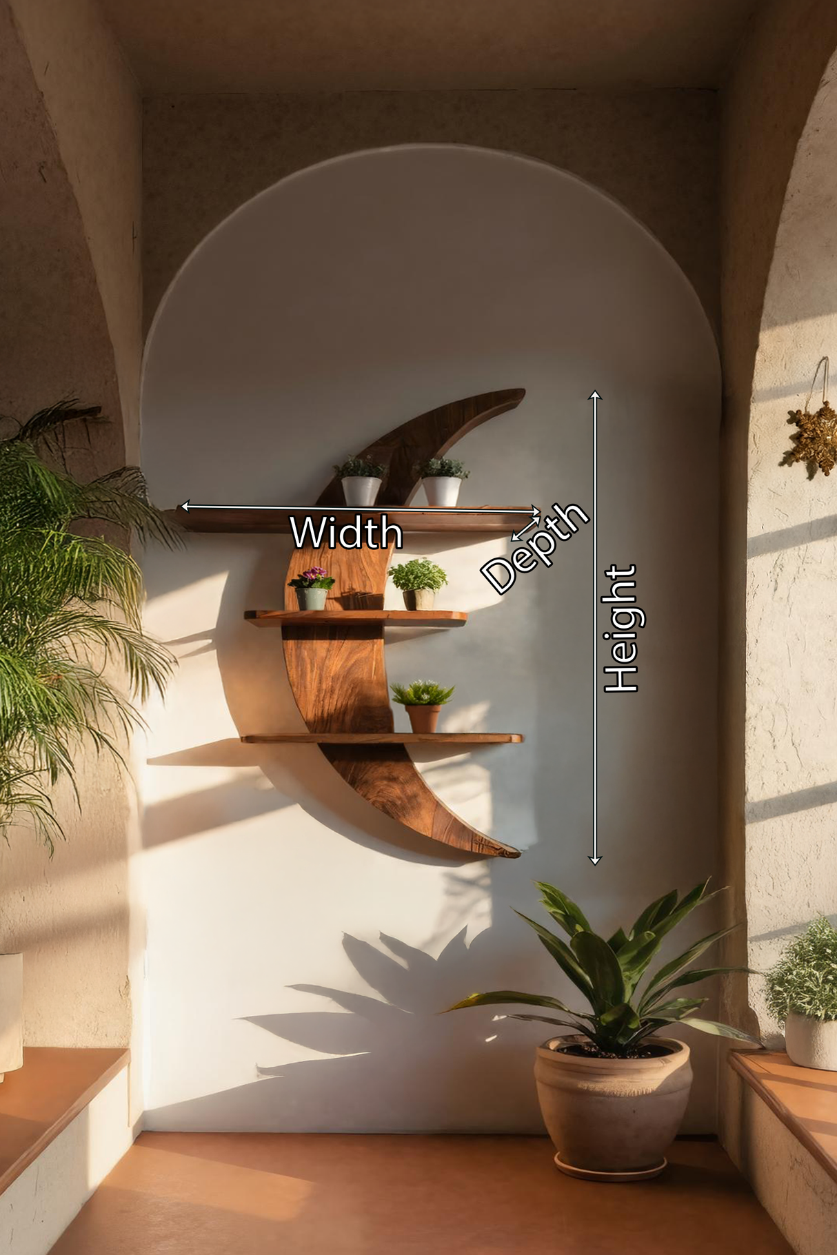 Mid Century Moon Wall Shelf For Cozy Corner Decor